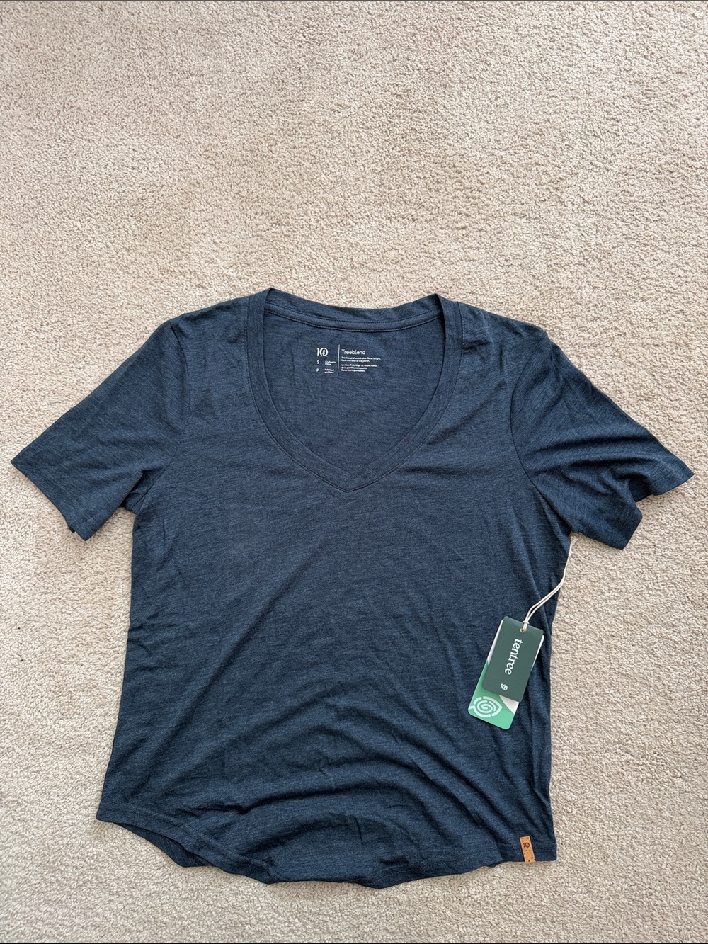tentree V-Neck Short Sleeve Tee in Dark Navy